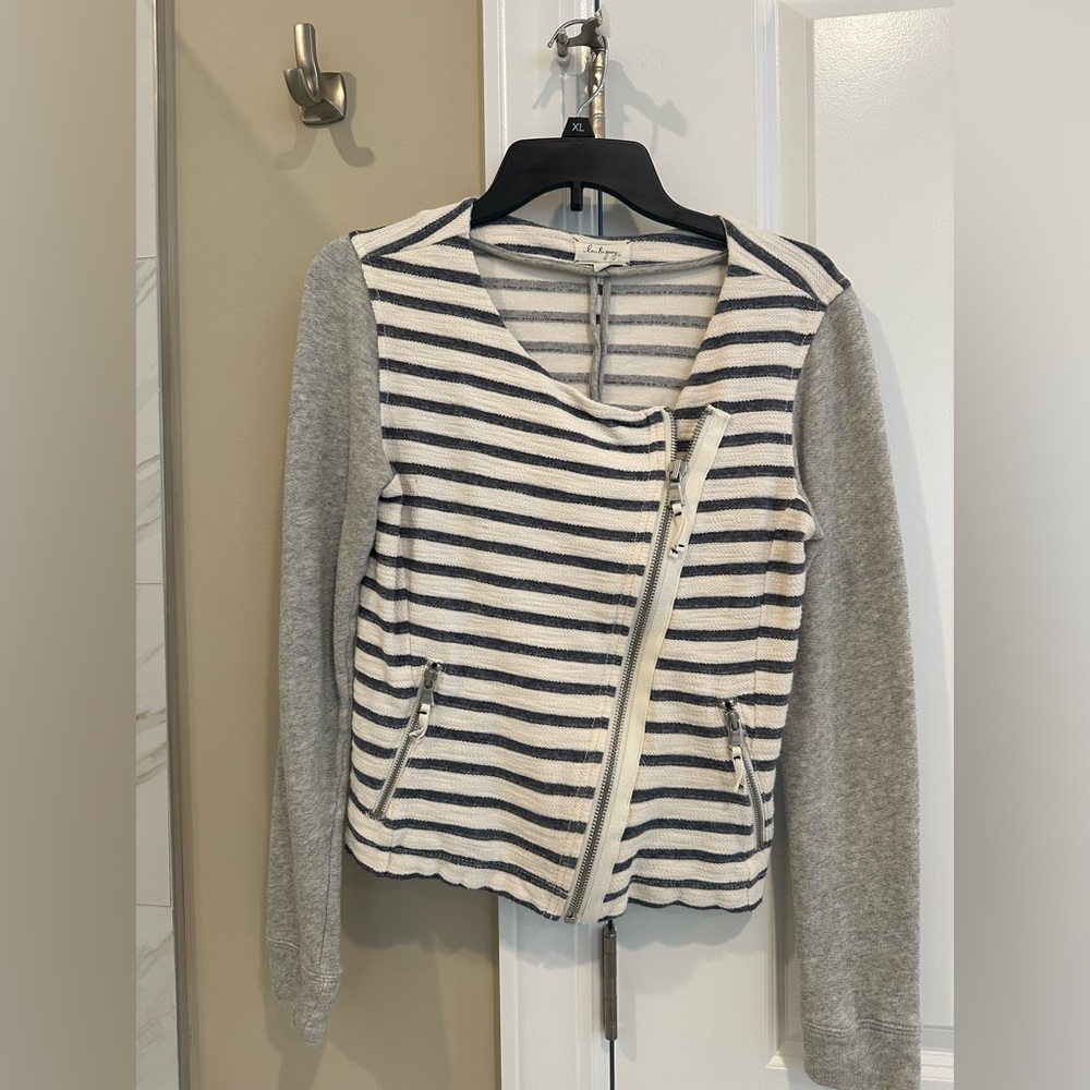 Lou & Grey Mixed Media Zip Cardigan Size XS
